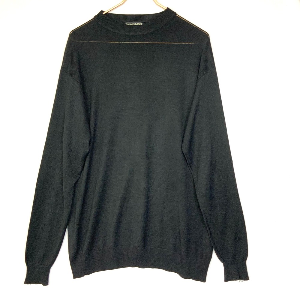 Kevoman Sz Medium Black 2-Ply 100% Silk Lightweight Knit Crewneck Sweater Top
